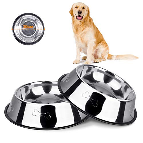 Hundenapf Edelstahl Rutschfest Futterschale für Haustiere, 2 Stück Edelstahl Hundenäpfe Futternapf mit Rutschfester Gummibasis für Futter oder Wasser, Fressnapf für Mittelgroße und Große Hunde Hundenapf Edelstahl Rutschfest Futterschale für Haustiere, 2 Stück Edelstahl Hundenäpfe Futternapf mit Rutschfester Gummibasis für Futter oder Wasser, Fressnapf für Mittelgroße und Große Hunde von VIKEDI PETS