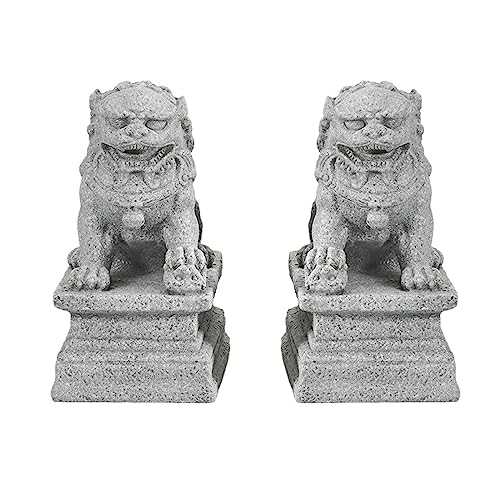 VIKKSAER Asian Foo Dogs Löwen-Steinstatue, Aquarium-Dekoration, Mini-Aquarium-Dekoration, Landschafts-Ornamente, Zubehör (groß) von VIKKSAER