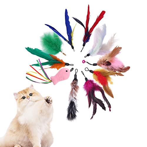 VIKSAUN 10 Stück Katzenangel Ersatzfedern mit Anhänger Feder Glocke Befestigungen Wurmkatzen Blauer Fliegender Fisch für Kätzchen,Federspielzeug Katzenspielzeug,Interaktive Katzen Spielzeug VIKSAUN 10 Stück Katzenangel Ersatzfedern mit Anhänger Feder Glocke Befestigungen Wurmkatzen Blauer Fliegender Fisch für Kätzchen,Federspielzeug Katzenspielzeug,Interaktive Katzen Spielzeug von VIKSAUN