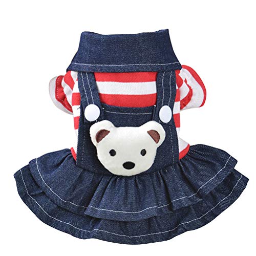 Haustier-jeans-overalls Kleidung Jeanskleid Für Hunde Kleine Hundekostüme Jeans-overall Für Hunde Gestreifter Hundemädchenrock Kleider Für Hunde Herbst Vierbeinige Kleidung von VILLCASE