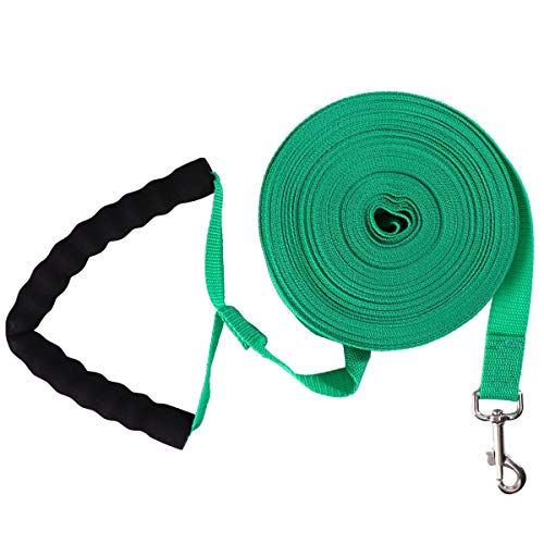 VILLCASE 15 m Nylon-Legierung Schnalle Zugseil Dicke Leine Gurt Zugseil Haustier Zubehör mit Eva-Griff (grün) - Hundehalsband Trainingsgurt von VILLCASE