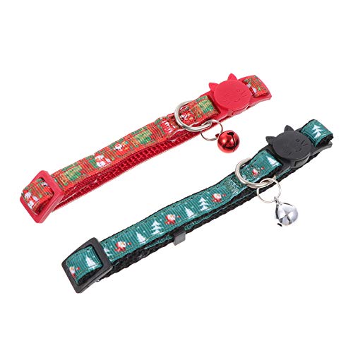 VILLCASE 2 x Weihnachts-Halsbänder für Katzen und Welpen, mit Schnellentriegelung, niedliches Halsband von VILLCASE