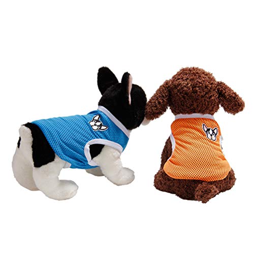 VILLCASE 2 x kreative Haustier-Outdoor-Mantel, ausgestanzte Sportkleidung, atmungsaktive Haustierweste für Welpen, Hunde, (1 x blau, 1 x orange, Größe M) von VILLCASE