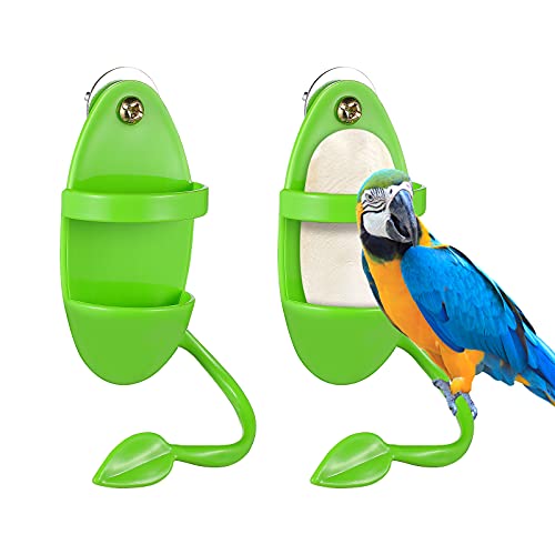 VILLCASE 2Pcs Vogel Fütterung Tasse Rack Kunststoff Sepiaschale Halter Vogel Käfig Lagerung Schüssel Stehen Papagei Essen Halter für Wellensittiche Sittich Nymphensittich Conure Lovebird von VILLCASE