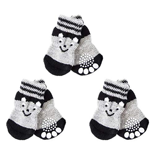 3 Paare Hundeschuh Socken Rutschfeste Hundeschuhe Pfotenschützer Für Hunde Pfotenschutz Für Hundesocken Fußschlaufe Für Haustiere Welpensocken Wintersocken Baumwolle -hund von VILLCASE