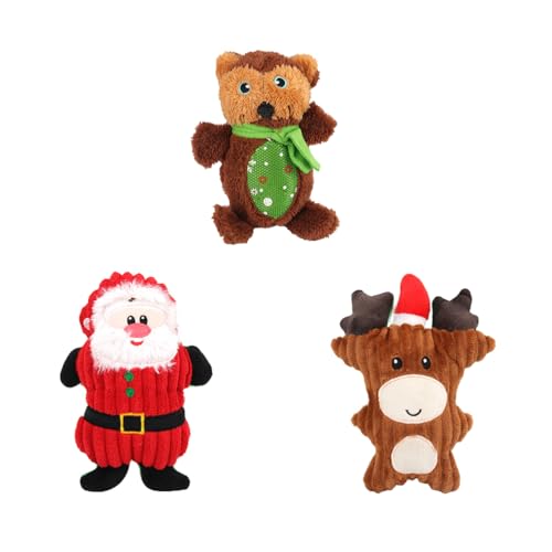 VILLCASE 3 StüCk Weihnachts Hundespielzeug - PlüSch Spielzeug Mit Quietscher FüR Kleine Hunde - Santa, Rentier Und BäR Design - Ideal FüR Interaktives Spielen VILLCASE 3 StüCk Weihnachts Hundespielzeug - PlüSch Spielzeug Mit Quietscher FüR Kleine Hunde - Santa, Rentier Und BäR Design - Ideal FüR Interaktives Spielen von VILLCASE