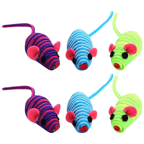 VILLCASE 6 Stück Elastisches Seil Maus Spielzeug Lustiges Katzenspielzeug Spielzubehör Katze Teaser Interaktives Spielzeug (zufällige Farbe) von VILLCASE