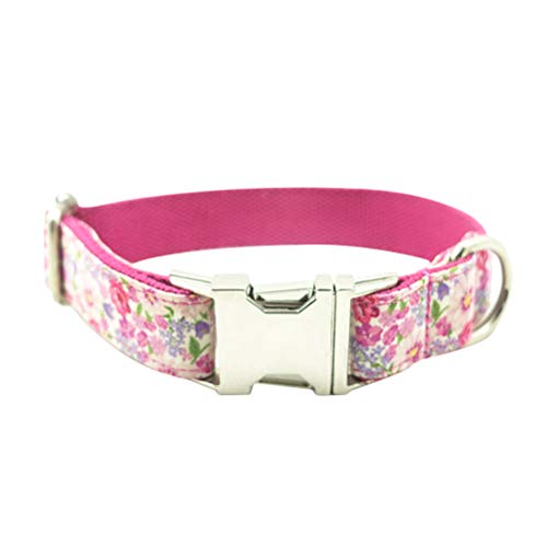 Bedrucktes Haustier-Halsband mit Metallknöpfen, Bisswiderstand, Haustierzubehör für Hunde und Welpen, rosa , Größe L von VILLCASE