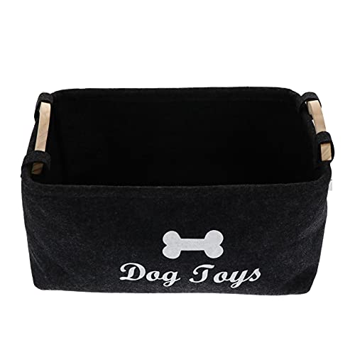 VILLCASE Hundespielzeug Aufbewahrung, Haustier Spielzeug Filz Aufbewahrungsbox mit Holzgriff, Schwarz Filz Aufbewahrungsbox für Hundespielzeug Haustierzubehör VILLCASE Hundespielzeug Aufbewahrung, Haustier Spielzeug Filz Aufbewahrungsbox mit Holzgriff, Schwarz Filz Aufbewahrungsbox für Hundespielzeug Haustierzubehör von VILLCASE
