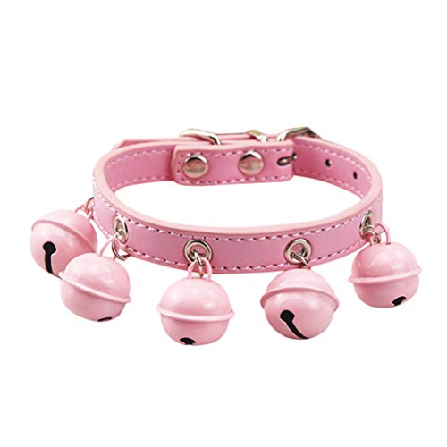 VILLCASE Haustier-Halsband mit Zugseil und Glöckchen für den täglichen Gebrauch (Pink M) von VILLCASE