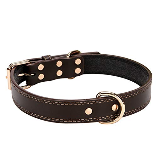VILLCASE Haustierhalsband, verstellbar, Leder, D-Ring, Nieten-Deko, Halskette für große Hunde (Kaffee, Größe S) von VILLCASE