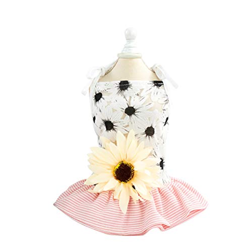 VILLCASE Hundebekleidung mit Sonnenblumen-Motiv, kurzes Kleid, Größe XL, Rosa von VILLCASE