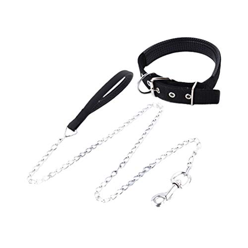 VILLCASE Hundehalsband, 2 Stück, langlebig, mit Zugeisenkette (schwarz, S, geeignet für Haustiere mit einem Gewicht von 1,5 - 5 kg) von VILLCASE