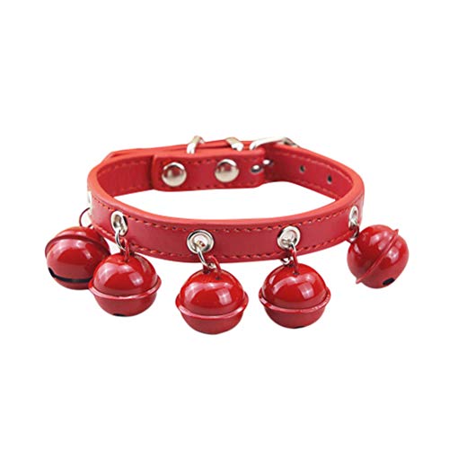 VILLCASE Hundehalsband mit Zugseil und Glöckchen für den täglichen Gebrauch (Rot, M) von VILLCASE