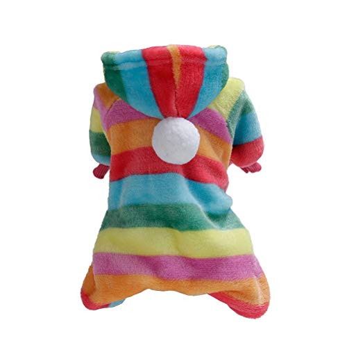 Winterkleidung Für Hunde Regenbogen-hundehemd Warme Hundejacke Kapuzenmantel Für Haustiere Weiche Fleece-welpenkleidung Regenbogen-hundeshirt Welpen-pyjama Regenbogenhund Hündchen von VILLCASE