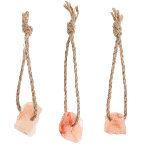 VILLCASE 3er Set Salzlecksteine FüR Kaninchen Und Kleintiere - Mineralienreiche SalzblöCke Mit Hanfseilen FüR NatüRliche Gesundheit Und LangeweilebekäMpfen von VILLCASE
