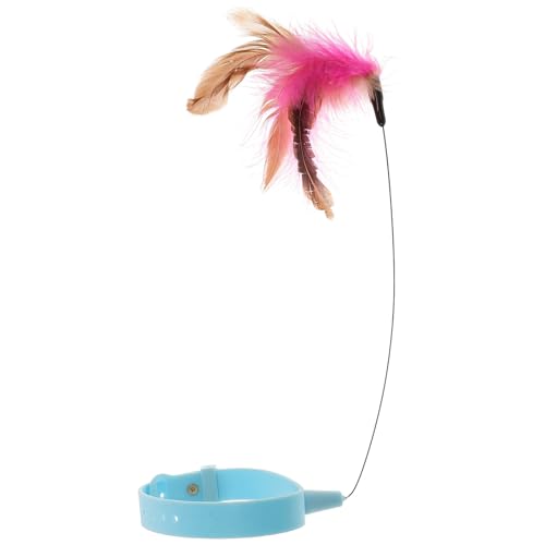 VILLCASE Katzenhalsband Spielzeug, Lustige Katze Teasing Stick, Interaktives Katzenspielzeug, Künstliche Plume Katzenstab Halsband, Kätzchen Teaser Stick (Blau) von VILLCASE