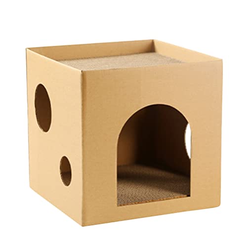 VILLCASE Katzenhaus Pappe, 30 * 30 * 30cm Katzen karton Katzenkratzerhaus Halbgeschlossene Katzenhäuser Für Hauskatzen Wellpappe Katzenkratzspielzeug Für Katzenkätzchen von VILLCASE