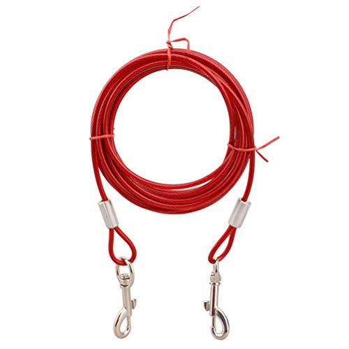 VILLCASE Kreative Doppelkopf-Hundeleine mit Verlängerungskette für Haustiere, strapazierfähiges Hundeschleppkabel (rot, 5 mm x 5 m) – Hundehalsband-Trainingsgurt von VILLCASE