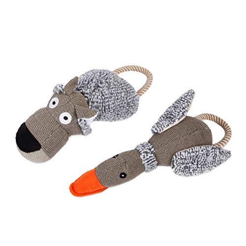VILLCASE Niedliches Haustierspielzeug mit Geräuschen, kreatives Hundespielzeug, Plüschtier, lustiges Welpenbiss (Ente und Kuh), 2 Stück von VILLCASE