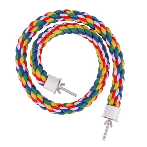 Papageien-Kletterseil, Baumwollseil, Vogelseil, Sitzstangen für Papageien, Schaukeln, Klettern, Stehspielzeug, bunt, Spiralständer, Ständer für Sittiche, Papageien, Wellensittiche, Nymphensittiche, 80 von VILLCASE
