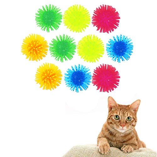 VILLCASE Quietschende Kaubälle für Katzen, weich, TPR-Ball, Zahnreinigungsspielzeug, Bälle mit hoher Sprungkraft, für Katzen, Kätzchen, 5 cm, 10 Stück von VILLCASE