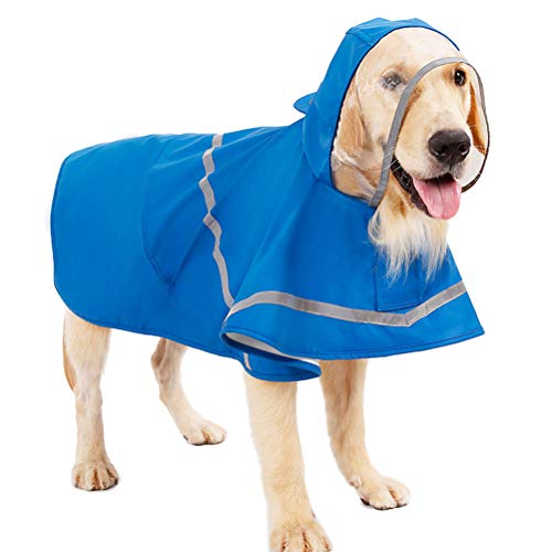 VILLCASE Regenmantel für Hunde, reflektierend, wasserdicht, Größe XS (blau), 1 Stück von VILLCASE