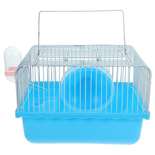 VILLCASE Tragbarer Hamsterkäfig, Hamster-Tragetasche, Käfig mit Wasserflasche, Reisetragetasche, Rattenkäfig, ausgehender Käfig für Zwerg kleine Haustiere, Blau von VILLCASE