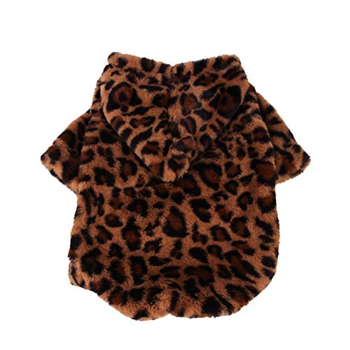 VILLCASE Warmer Outdoor-Mantel für Hunde, Leopardenmuster, mit Kapuze, Größe XL von VILLCASE