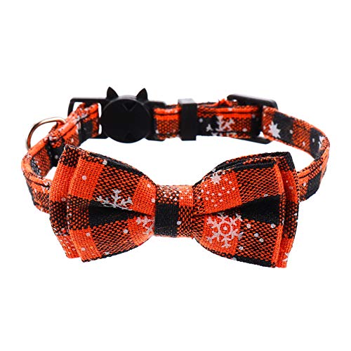 VILLCASE Weihnachtliches Katzenhalsband, mit Fliege, verstellbares Katzenhalsband mit Glöckchen von VILLCASE