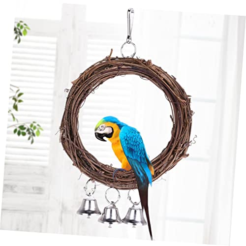 Papagei Schaukel mit Rattan Ring und Hängendes Vogelspielzeug für Wellensittiche und Papageien für Käfig und Garten von VILLFUL