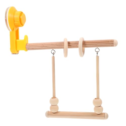 VILLFUL Vogelsitzstange Mit Saugnapf Aus Holz Multifunktionale Trainings Spielstand Für Papageien Und Sittiche Für Fenster Und Büro von VILLFUL