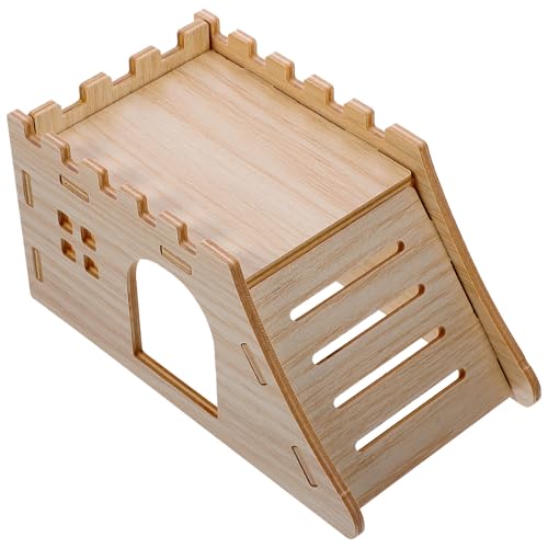 VILLFUL 1 Satz Doppelstöckiges Hamsterhaus aus Holz mit Rampe Versteck für Kleintiere für Hamster und Meerschweinchen Langlebig und Ganzjährig Nutzbar von VILLFUL