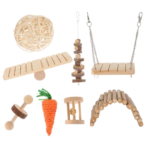 VILLFUL Tier Hamster Ie Spielzeug 8-teiliges Schaukel-Wippen-Set aus Holz zum Kauen und Trainieren von VILLFUL