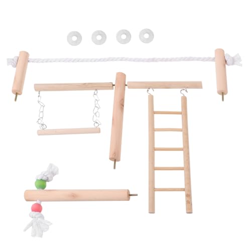 VILLFUL Papageienkäfig-Spielzeug Vogelstange Stehstange Leiter Holzspielzeug Haustiervögel Kleintier-kauspielzeug Vogelspielzeug Nymphensittich-Spielzeug Vogel von VILLFUL