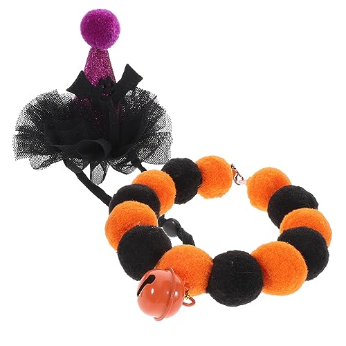 VILLFUL 1 Satz Halloween-katzenhut Haustierhalsband Mit Glöckchen Halloween-katzenhalsband Festival-haustierkostüm von VILLFUL