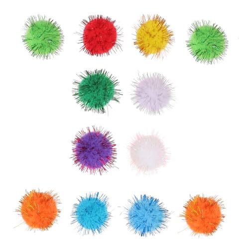 VILLFUL 100 Stück Bunte Katzenspielzeug Bälle Kratzfest Langlebig mit Glitzereffekt für Indoor Katzen Interaktives Katzenkratzspielzeug zur Beschäftigung und Spielanregung von VILLFUL