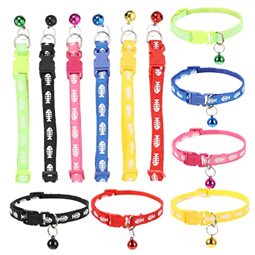 VILLFUL 12er Satz Bunte Dekoratives Katzenhalsband Mit Glöckchen Verstellbar Für Kleine Tiere Weiches Material Passend Für Welpen Und Katzen von VILLFUL
