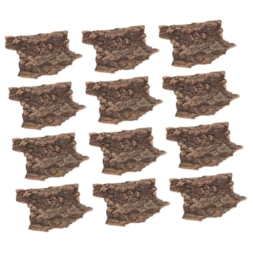 VILLFUL 12 Stück Teiliges Set Champagnerrinde für Reptilien Natürliche Terrarium Dekoration Plattform für Eidechsen und Kletterhilfen für Aquarien und Pflanzenwände von VILLFUL