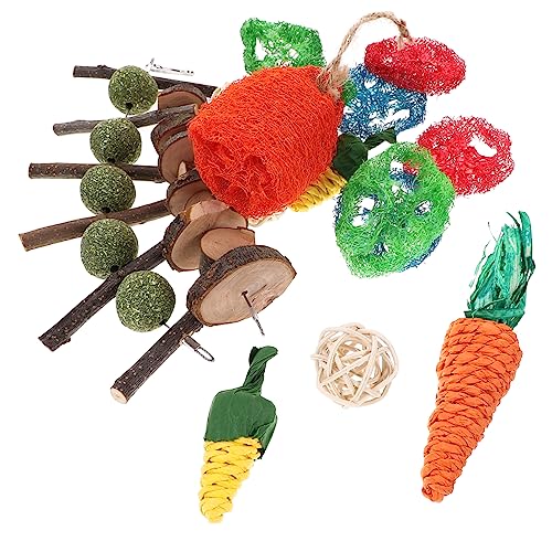 VILLFUL 16 Stück Kaninchen Meerschweinchen Spielzeug, Zähne, Kautabletten, Hamster Snacks, Natürliches Hängendes Hamster Spielzeug, Interessantes Häschen Spielzeug, Kaninchen Kauspielzeug von VILLFUL