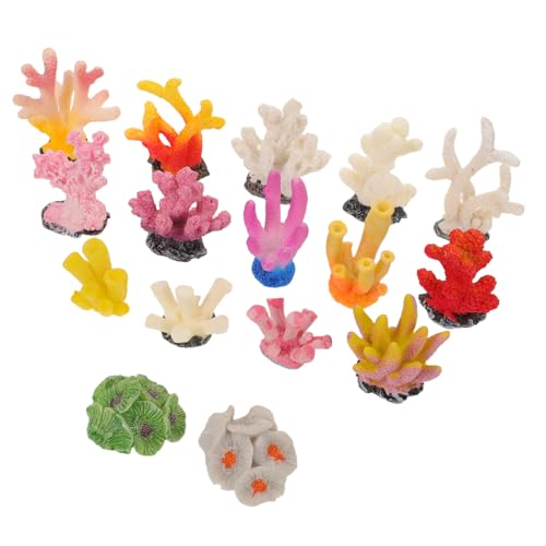 VILLFUL 16 Stück Teiliges Aquarium Korallen Deko Mini Künstliche Korallenfiguren aus Widerstandsfähigem Harz Naturnahe Meereslandschaft Dekoration für Kleine und Kompakte Fischbecken von VILLFUL