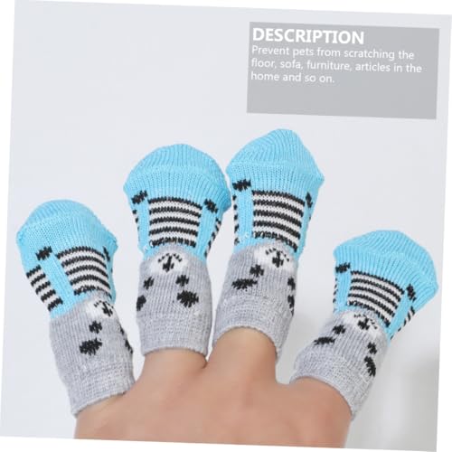 VILLFUL 16 Stück Teiliges Baumwoll hundesocken mit Rutschfester Sohle Warme und Bequeme Pfotenschutzsocken für Kleine Katzen und Hunde Hautfreundlich Dehnbar Modisch in Blauweiß Graublau von VILLFUL