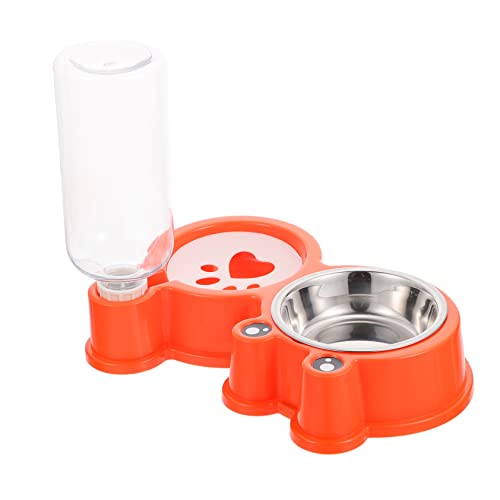 VILLFUL Automatischer Futterspender Für Katzen Mit Doppelnapf - Futterbehälter Orange von VILLFUL