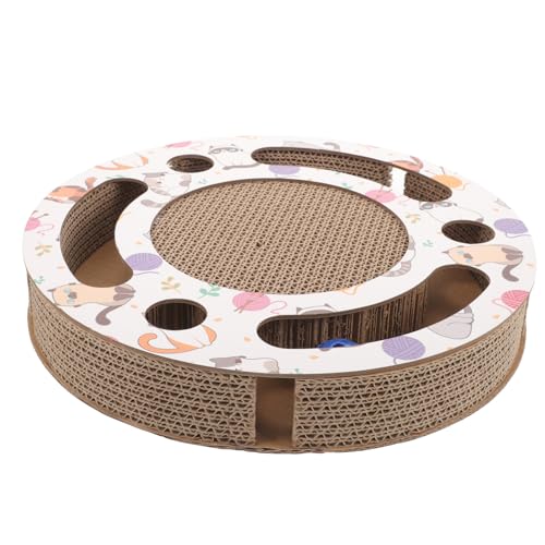 VILLFUL Katzenkratzbrett Aus Wellpapier Kratzbrett Für Katzen Mit Glockenball Interaktives Katzenspielzeug Und Kompakt von VILLFUL