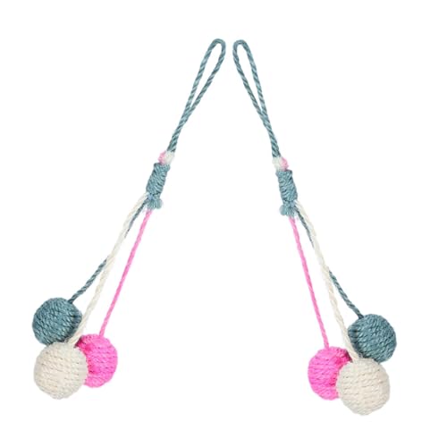 VILLFUL 2 Stück Hängende Katzenspielzeuge aus Sisal Interaktive Kratzbälle Bunten für Mentale Stimulation Kleinen Wohnungen Platzsparendes Design für Indoor Katzen von VILLFUL