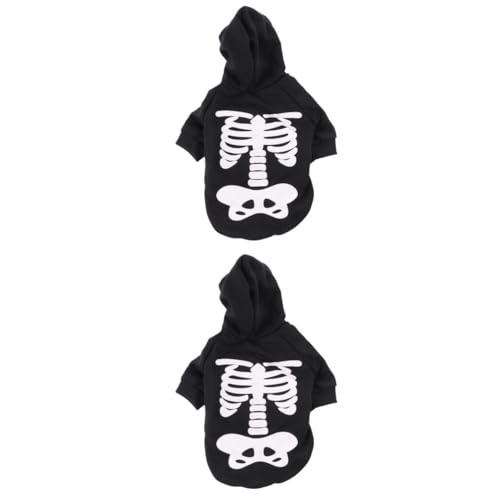 VILLFUL 2 Stück Halloween Haustierkostüme Skelett Hundekleidung Hunde Halloween Kostüme Haustierkleidung Hunde Cosplay Kostüm Hundebekleidung Haustier Partykleidung Welpen Totenkopfmuster von VILLFUL