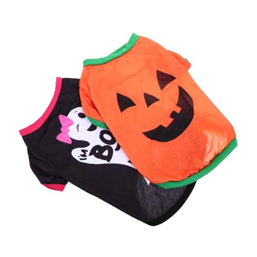 VILLFUL Halloween Hundekleidung 2 Stück Mit Aufdruck Dekorative Kleine Welpenkleidung Für Partys von VILLFUL