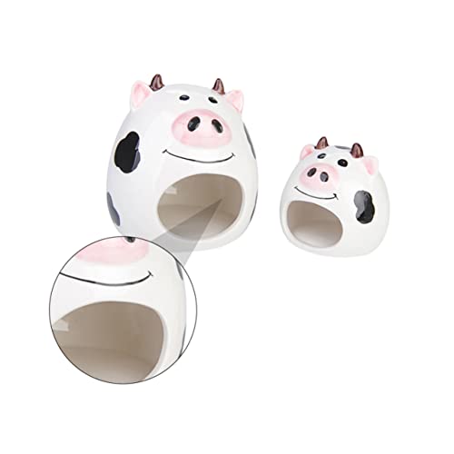 VILLFUL Keramik Kuhnest für Hamster Chinchillas und Kleine Haustiere 2 Stück in Schwarz Weiß Cartoon Design Haustier Schlafhaus Zubehör von VILLFUL