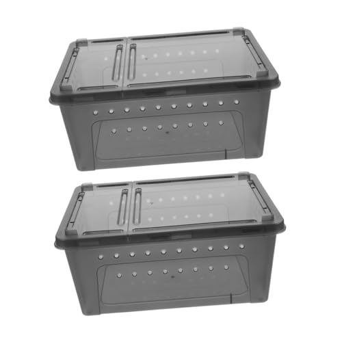 VILLFUL 2 Stück Kunststoff Spinnen Terrarium Futterbox mit Deckel Transparentes Belüftetes Habitat für Kleine Reptilien Skorpione Geckos als Transportabler Aufzucht und Brutbehälter von VILLFUL