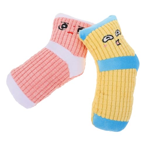 VILLFUL 2 Stück Plüsch Quietschende Socken Hundespielzeug Bissfestes Kauspielzeug für Haustiere zur Zahnpflege und Beschäftigung Geeignet für Kleine und Große Hunde von VILLFUL